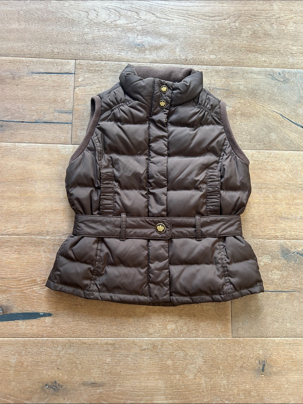 Juicy Couture Brown Quilted Belted Puffer Vest for Kids